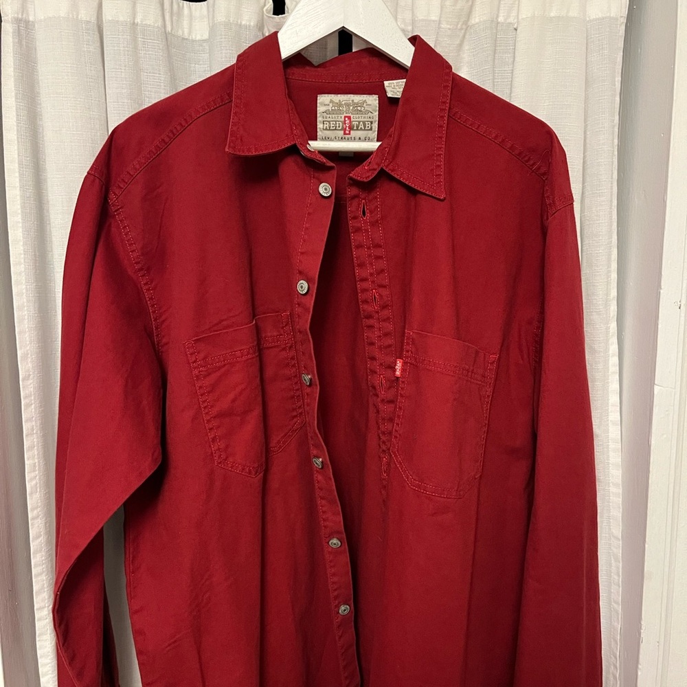 Vintage Levi’s Red Tag Red Button-Up Oversized Shirt Size XL